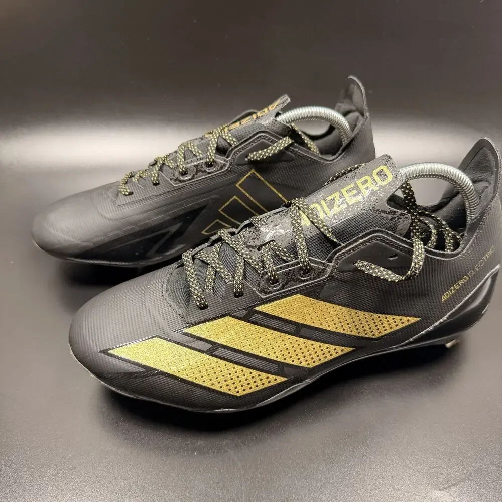 Adidas Adizero Electric Football Cleats Black Gold Metallic Mens Size 10